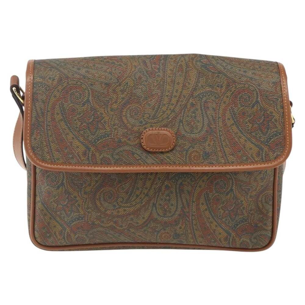 Valentino Vinyl Canvas Shoulder Bag Brown